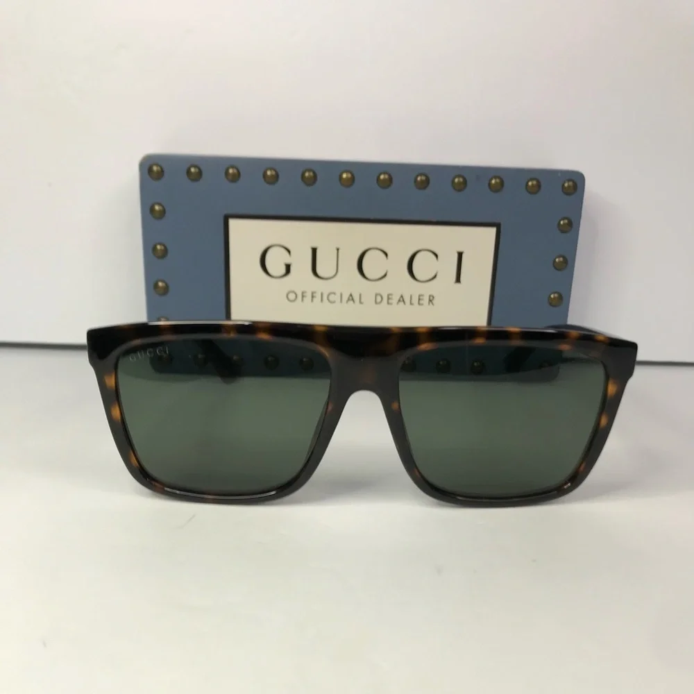 💯 - New Authentic GUCCI GG0748S 003 Tortoise Green Sunglasses